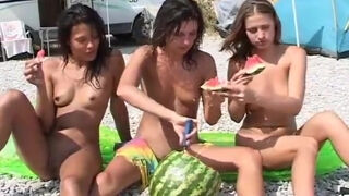 Tina Blaze And Anna Gold - Nudist Women Beach Fun