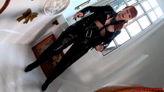 Mischievous MILF Red XXX teases in her leather boots
