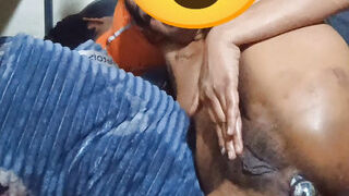 Ass fuck Anal with stainless steel butt plug Desi