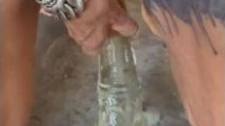 Riding big dildo with a lot of piercings 3