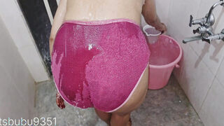 Desi village Stepmom shares bathroom with stepson and enjoy shower sex
