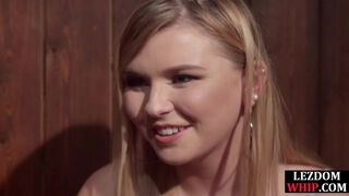 Submissive lez babe fucks mature domina with face strapon