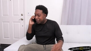 Busty redhead milf deepthroating black delivery guy as tip