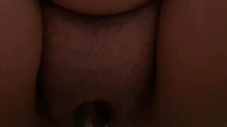 Trying a dildo for the first time until the black pussy can't hold it until it squirts