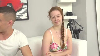 amateur redhead shows how to suck