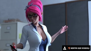 HENTAI SEX UNIVERSITY - Big Dick student 18+ Impresses MILF Principal With Second Round After CREAMPIE!