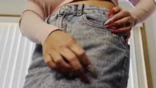 Sexy ASMR Jeans Skirt Fabric Scratching
