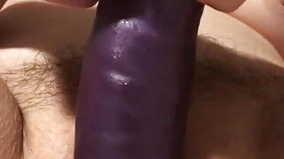 MILF 60 Year Old Fucks Dildo in Leggings and Glasses