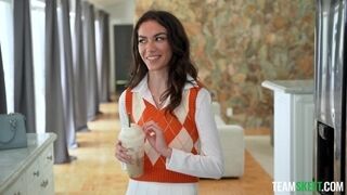 Lovely Slim Petite Babysitter Satisfies Her Enormous Sexual Desires With Her Boss's Huge Cock