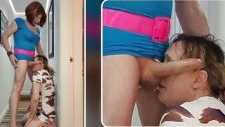 Big cock crossdresser Lucy face fucking MILF Lisa