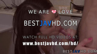 Dirty Asian housewife offers gorgeous suck off with pop-shots all over her stellar face.