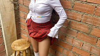 18 year old schoolgirl christian gets fucked at her best friend's house in a skirt