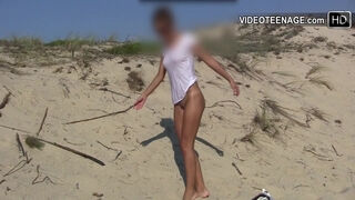 19 years old brunette teen 18+ naked at beach