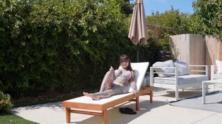 Inked Goth girl cums by the pool - POV Amateur