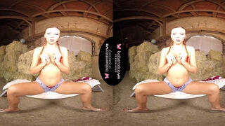 Ornela Morgan is out in the barn in the middle of the night getting naked in VR - BaberoticaVR
