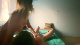 Small-titted teen cheats on her hubby and films home porn