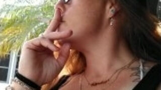 Cute Milf Smoking Cigeratte In Car