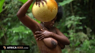 African Tribal MILF With Big Tits Takes BBC In Jungle Outdoor