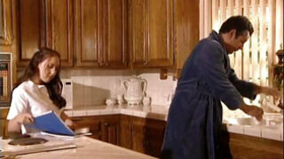 Hairy teen fucked hard in the kitchen