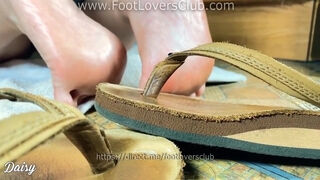 Sexy Soles In Rainbow Sandals Flip Flops Golden Soles Toes Scrunching Candid Giantess Pov Foot Fetish Queen Goddess Joi