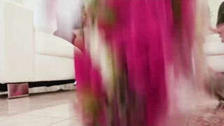 Delivery boy gets lucky in the house full of milfs