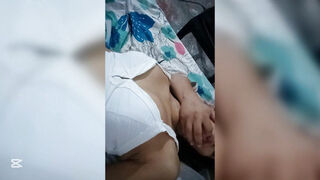 18-year-old schoolgirl, wet and braided, makes a video with her teacher. Her perfect tits. Real homemade video.