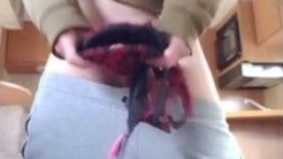 Caught a stranger in my camper jerking off with my wife's bra..