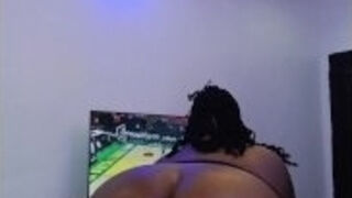 Thick Ebony Milf bbc oiled ass tease