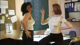 Two Hot Busty Lesbian Secretaries MILFs Lick Each Other's Pussy