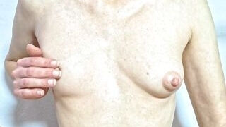 I imagine your inside me, look at my aroused breasts