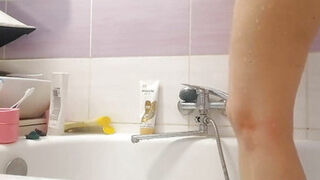 Sexy Stepmom Takes a Shower, Hairy Pussy, Big Tits.