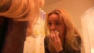 Sexy blonde wife in lingerie playing with my dick 3