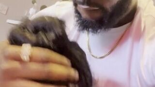 Ebony throat queen throatpied by her BBC boyfriend