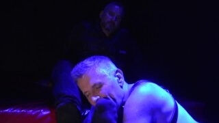 Slave worships Master's boots socks and feet in dark club PREVIEW