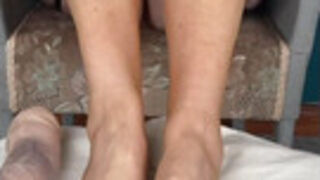 Mrs Mature Feet showing you all her sexy feet toes and soles in her favourite Cervin Stockings Part 2