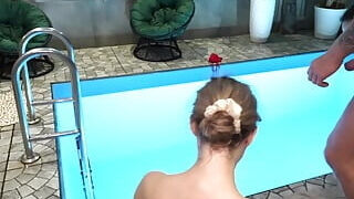 He's a Lucky Guy. He Fucks a Hot MILF and a Cute 18-year-old Girl in a Public Sauna!