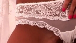 hot albanian milf in white lingerie enjoys hard pumping