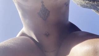 Hot blonde Brazilian teen enjoys risky sex on public beach