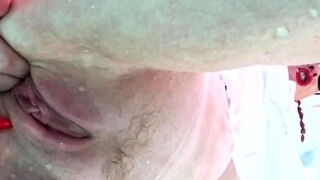Red XXX feeling horny outside by the pool