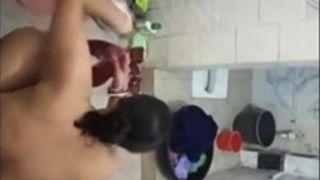 busty Indian aunt playing while nephew watches