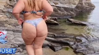 Chubby stepmom allows to bang her hard on the public beach