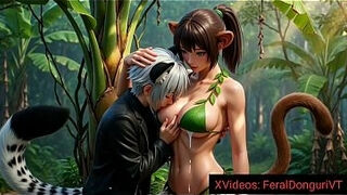 Donguri Breastfeeding From a Wild Anime Monkey Milf in Japanese Jungle - Hentai A.I.