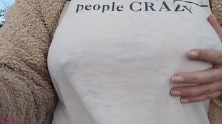 Boobwalk: Walking Braless In See Through Shirt And Stripping Naked During Walk