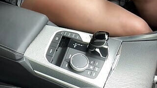 Crossdresser Kellycd2022 feeling really horny on the carpark in tan seamless pantyhose