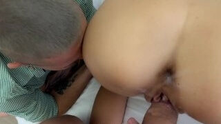 Guy can't pay for hotel and he should watch his wife fucks with two guys - Cuckold Humiliation