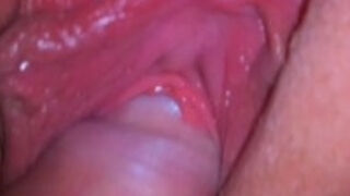 Close Up Cock Gripping Tight Pussy