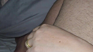 Step mom saw step son big erection and handjob him in front of step daughter