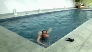 Hairy Maria has fun in nature and the pool