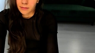 Pink labia close up of naive brunette
