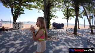 Big boobs Thai MILF amateur Hana gives a big cock blowjob and rough sex